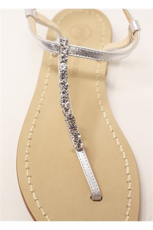 Silver jewel capri sandals Da Costanzo | JEWELSTRIPEARGENTOARG